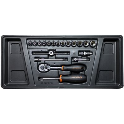 FIXMAN Tray 19 Piece 1/4' Drive Sockets & Accessories